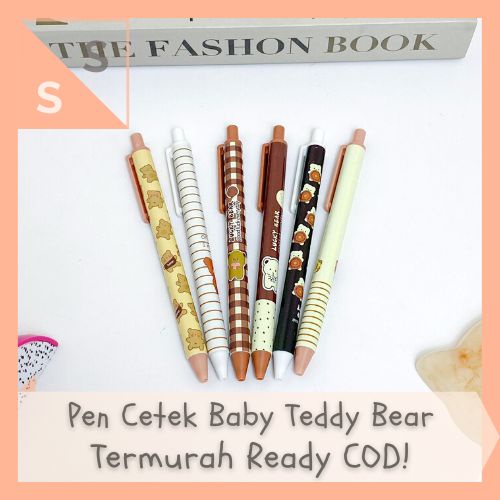 

[simplyshop] Grosir 4 / 8 / 12 Pcs / 1 Lusin Pen / Pulpen Cetek / Bolpen Mekanik Motif Beruang Lucu Cute Baby Lucky Teddy Bear Brown Kartun Tinta Hitam Harga Grosir Import Souvenir Anak
