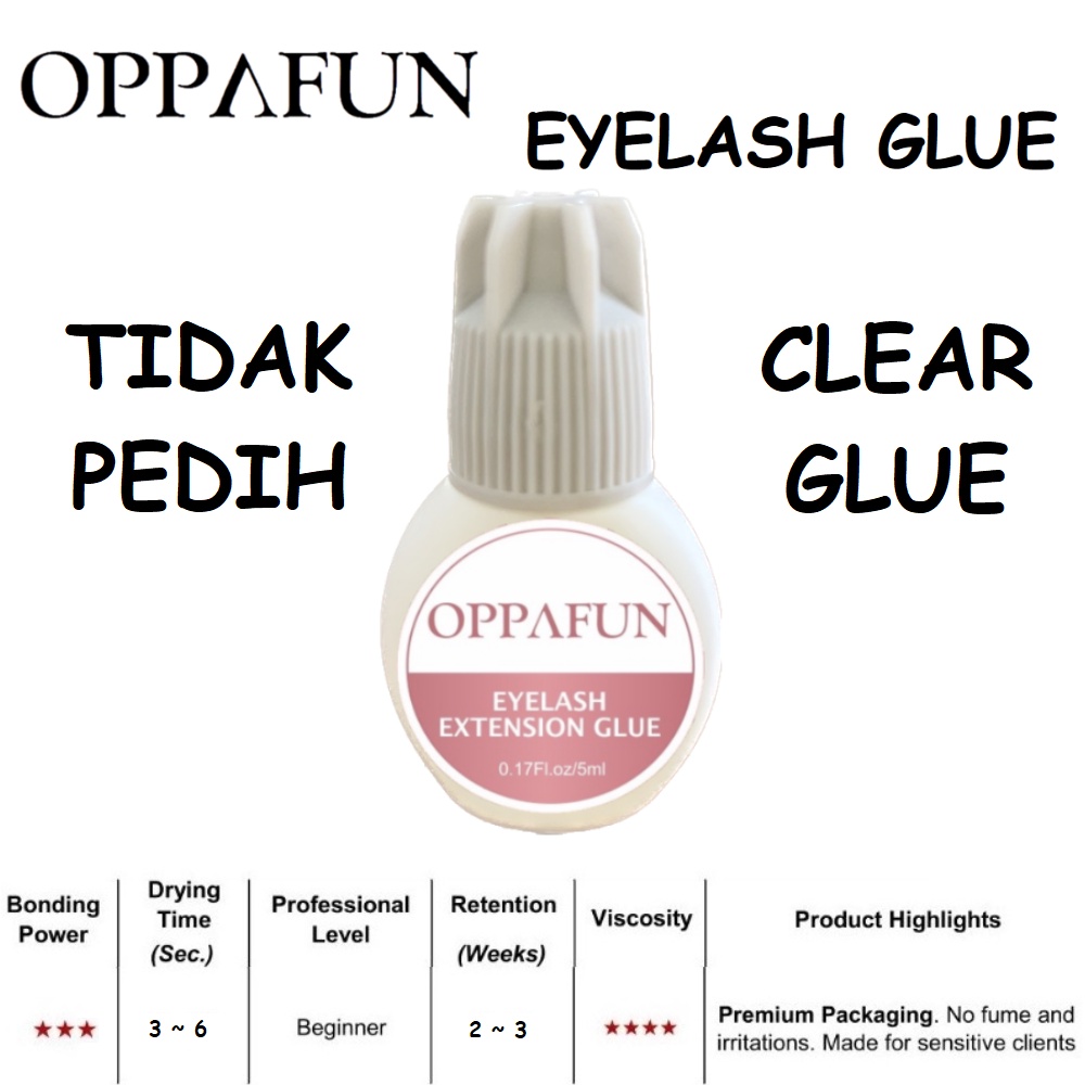 Lem Bulu Mata OPPAFUN GLUE Eyelash Extension TIDAK PERIH PEDIH Tahan 2-3 Minggu Adhesive CLEAR BENING Tanam Bulumata No Odor Non Irritating RYRLASH FUNMIX