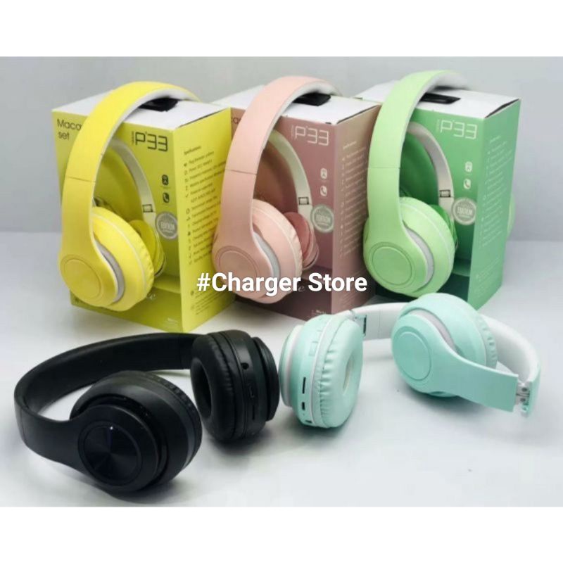 Headphone Bluetooth Bando Macaron P33 / Headset Wireless Macaron Bando