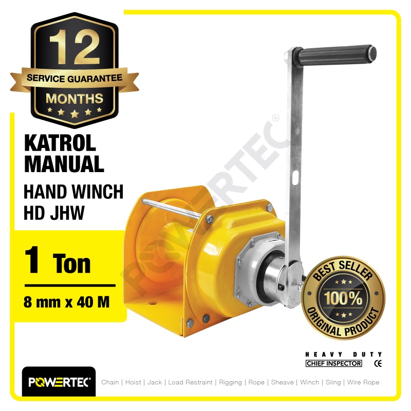 Jual POWERTEC Hand Winch / Boat Winch / Katrol Manual 1 Ton JHW HD
