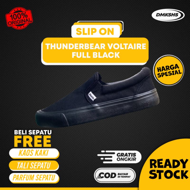 THUNDERBEAR SLIP ON VOLTAIRE FULL BLACK ORIGINAL