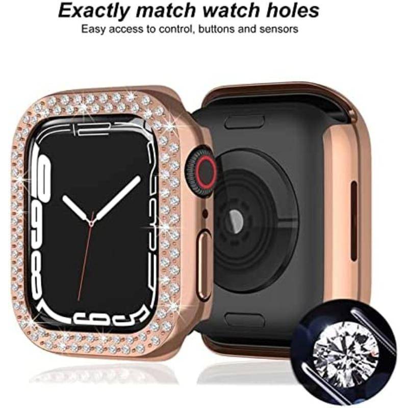 Frame Bumper Hard Case PC Hias Glitter Kristal Berlian Untuk Apple Watch Seri 8 7 6 5 4 3 2 1 SE2 45mm 41mm 42mm 40mm 38mm