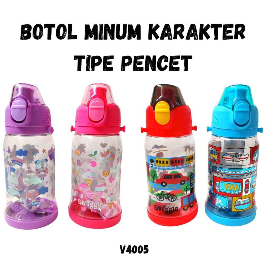 Botol Minum Anak SMIGL Karakter Tali Panjang 450ml BPA V-4005