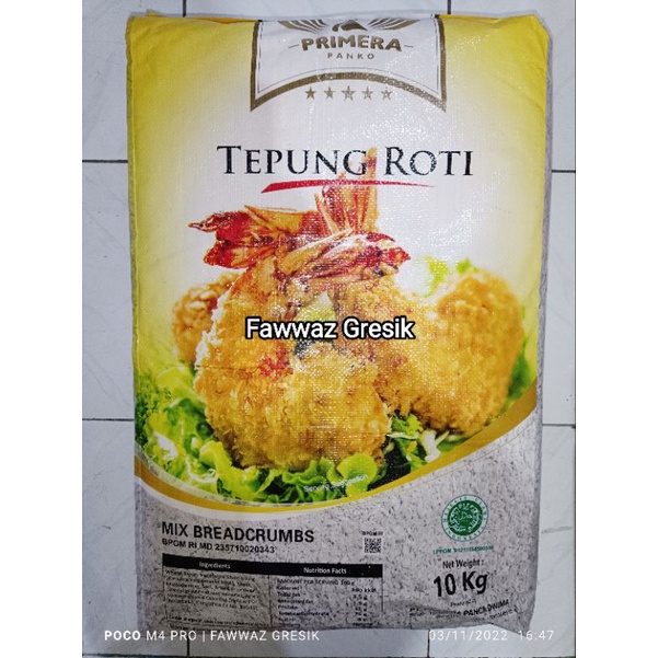 Tepung Roti Primera Panko Mix Breadcrumbs Panir 10kg / 1 Zak Ball Karung GROSIR