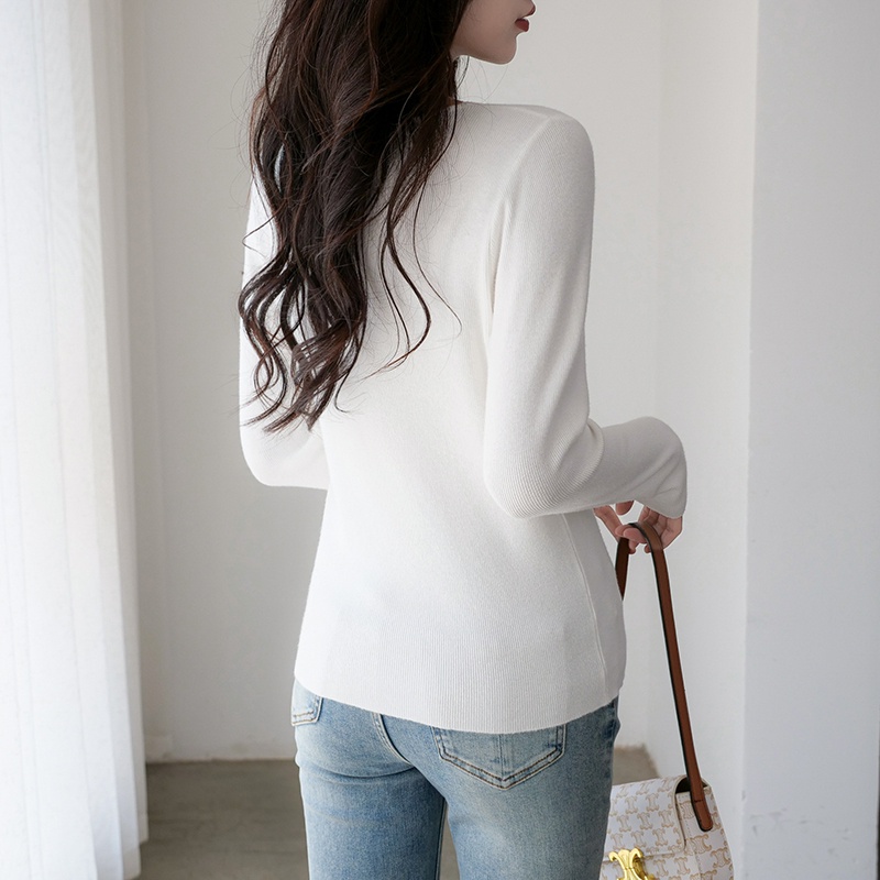 【Elegant】 Casual Long Sleeve Knit V Neck T-shirts 2259