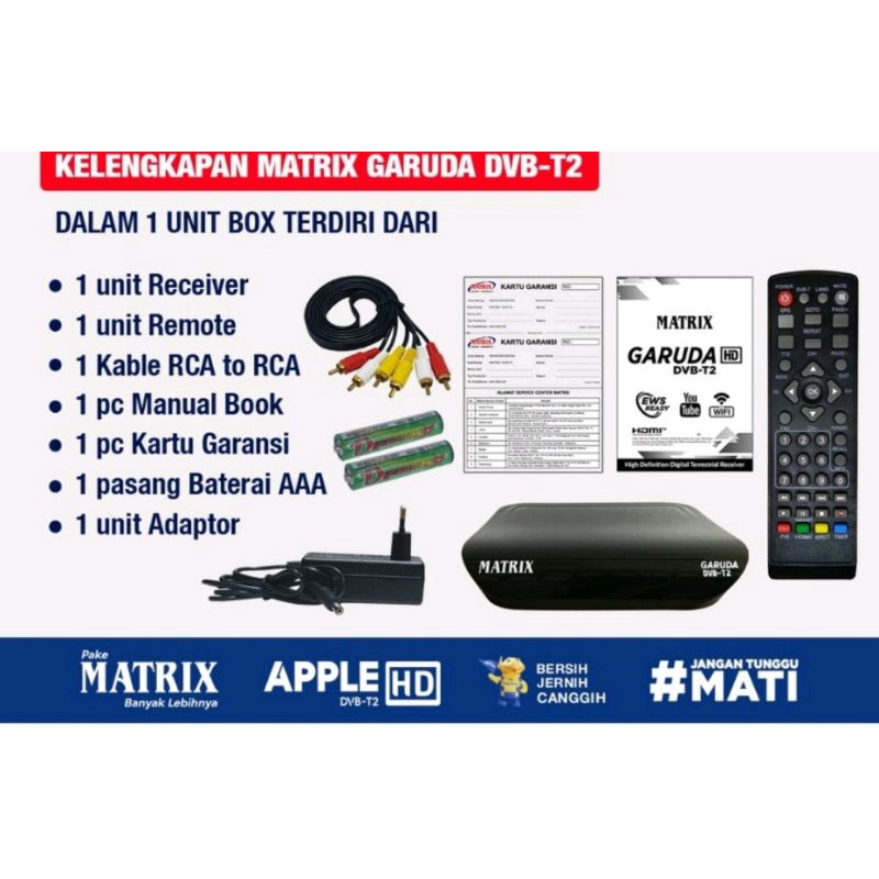Matrix Set Top Box Receiver TV Siaran Digital DVBT2 Matrix Garuda