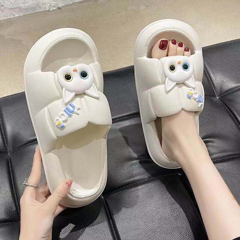 Dejavu Sendal Wanita Terbaru Jelly Karet Sandal Slop Flat Rumahan Empuk Elastis Sendal Anti Slip HSN109-106 Putih