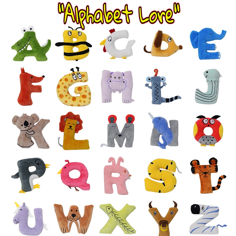 Alphabet Lore Cuddly Mainan Mewah Boneka Boneka Hewan Liontin Pendidikan Alat Peraga Anak