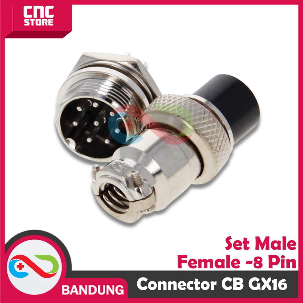 AVIATION PLUG CONNECTOR CB GX16 16MM SET MALE FEMALE - 8 PIN