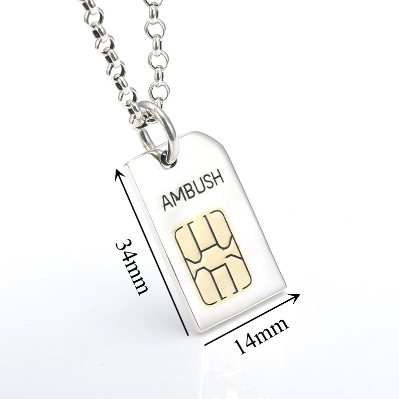 Liontin Ponsel SIM Card Bahan Stainless Steel Gaya Hip Hop Kasual Untuk Pria