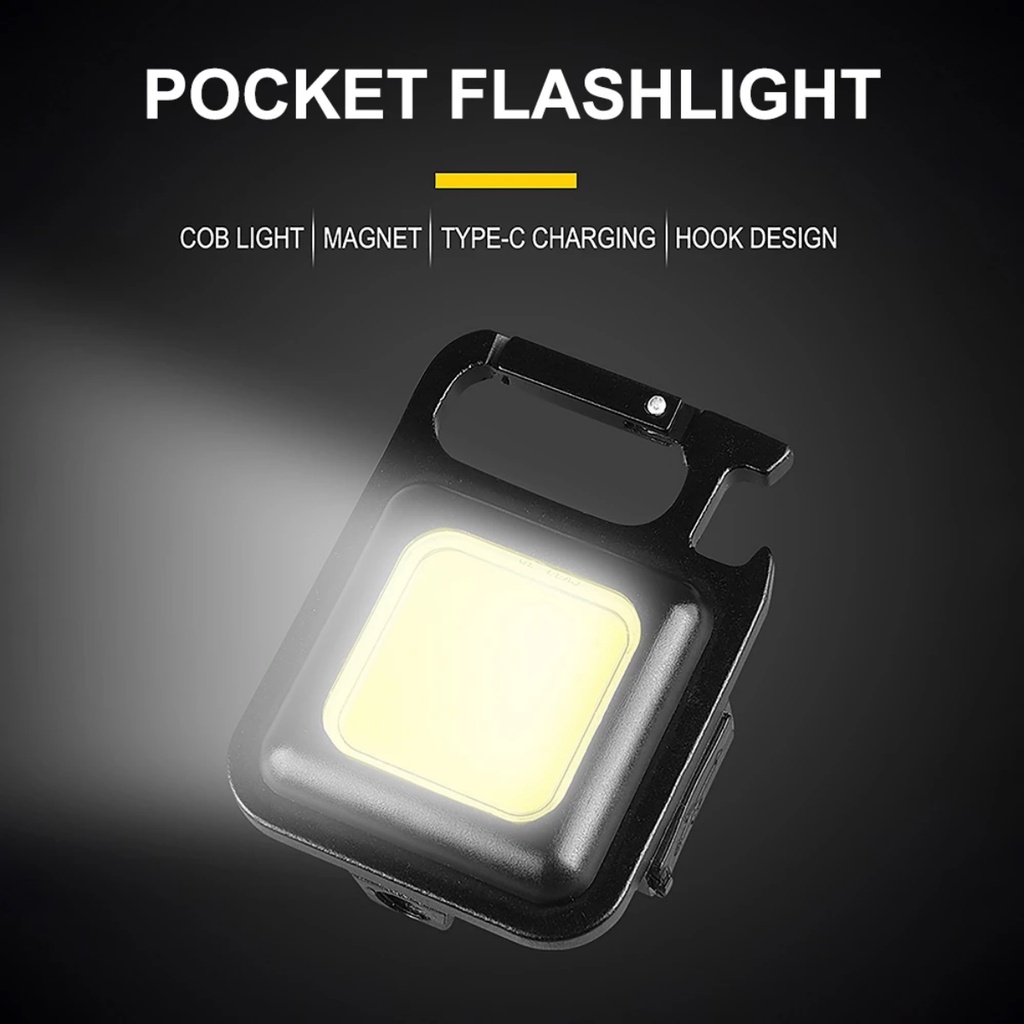 ELITE MINI COB Keychain Lampu Senter Mini Super Terang Flashlight LED Portable Cas USB Charger Lampi LED Emergency