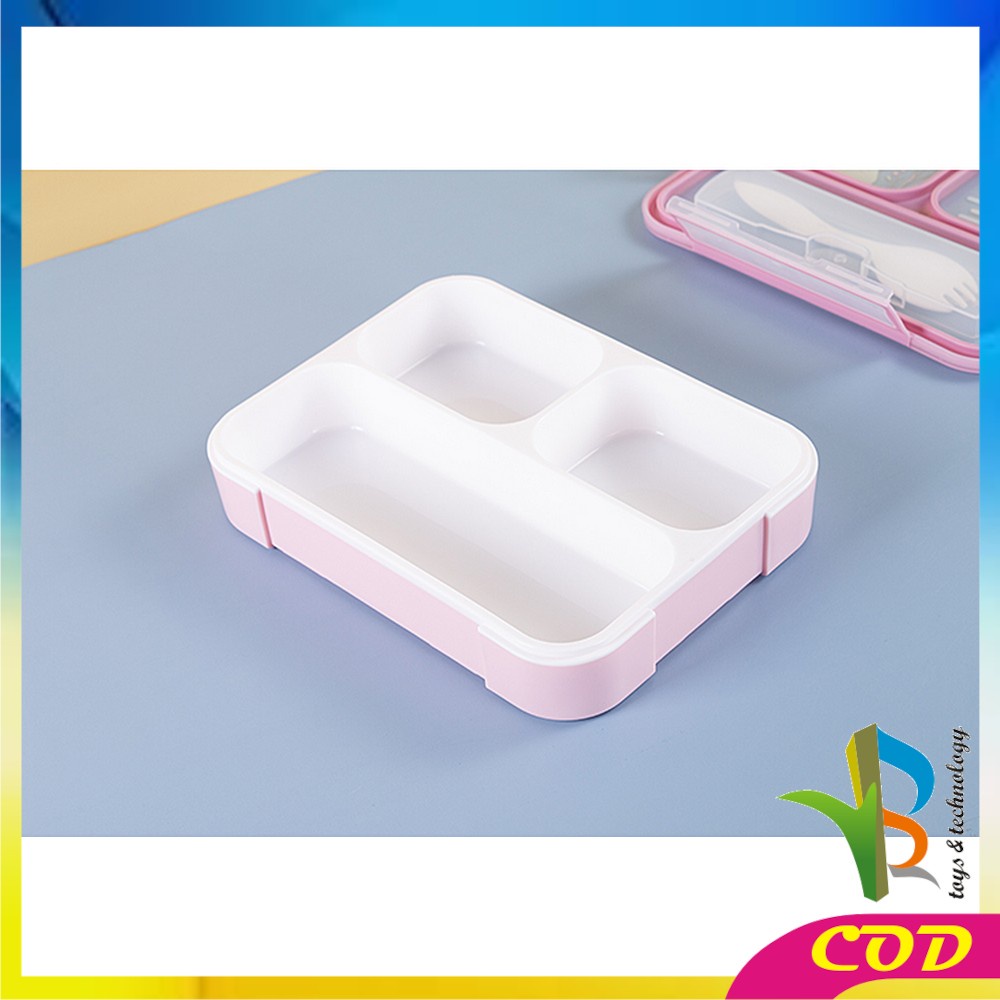 RB-C448 C449 Lunch Box Set Anak 3 Sekat BPA FREE Karakter Dengan Sendok Tempat Makan Anak Kotak Bekal Anak Motif Lucu