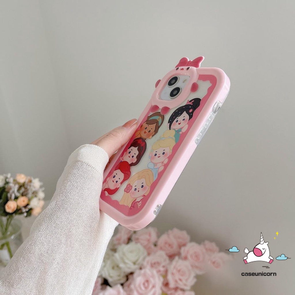 Casing Princess Disney Lucu Manis Realme C12 C33 C15 C31 C21Y 5 6i 9i 5s 5 7i 8i 8 9 7 8pro 9pro+ C30 C25 C25Y C11 C25s C35 C21 C2 C1 C1 C3 C17 Kartun 3D Bow Little Monster Lensa Sarung Cover Sarung