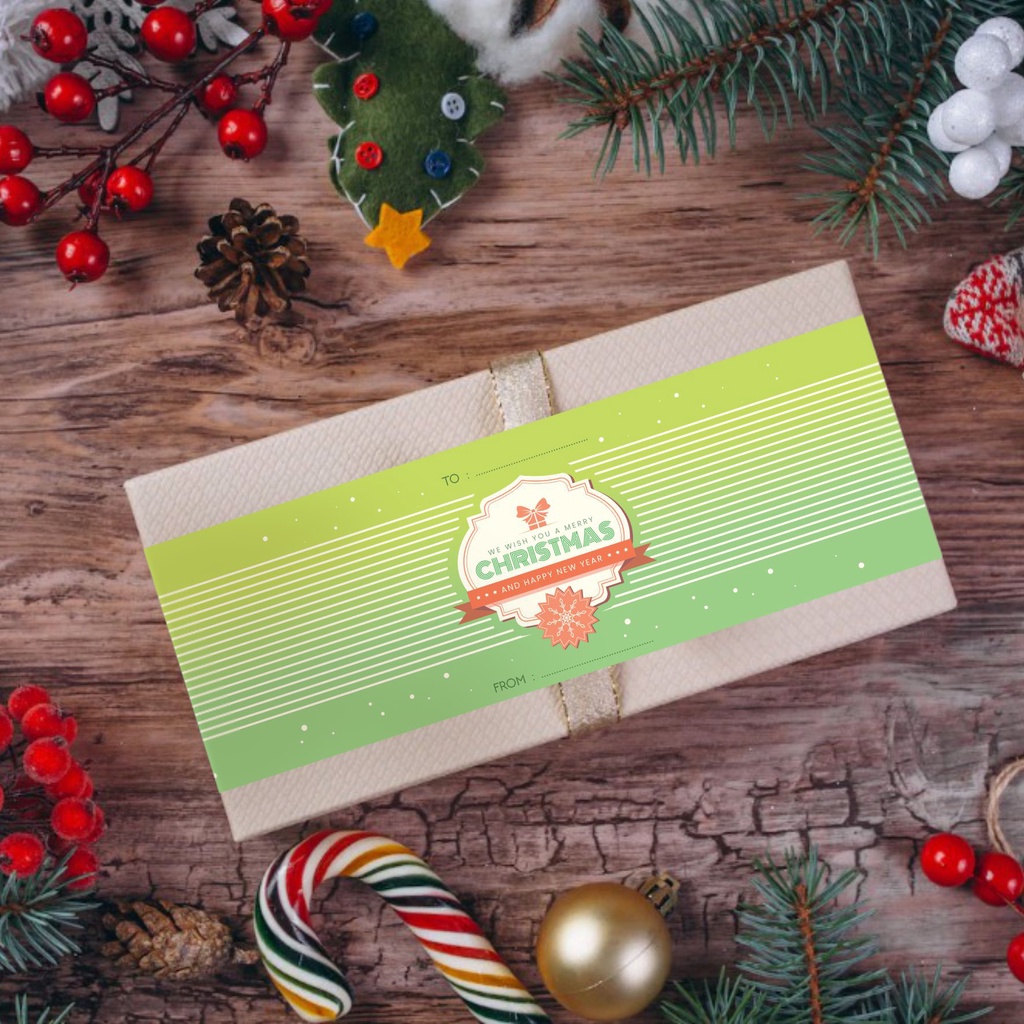 

1 set Paperbelt Christmas / Packaging Sleeve / Pita Kertas Label Untuk Box