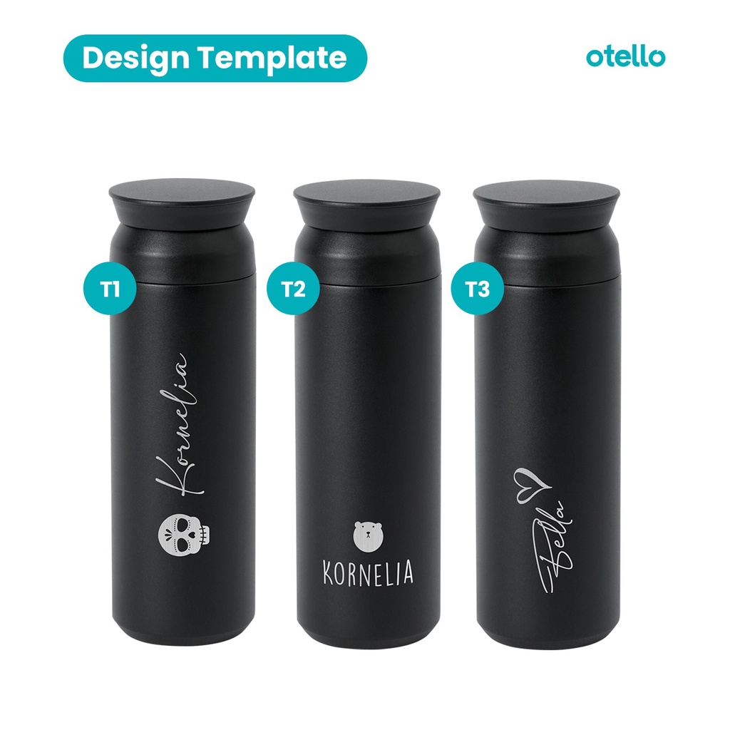 Custom Tumbler Grafir Nama Termos Botol Travel Hadiah Kado (Design T1-T3)