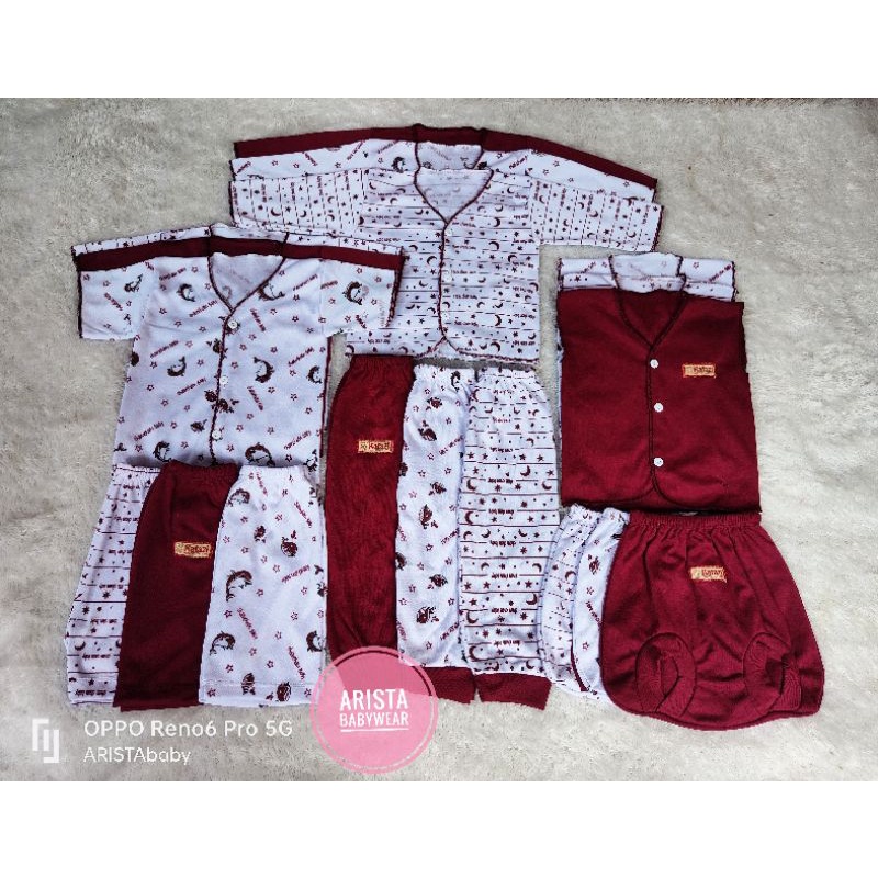 Seri maroon Chamchambaby paket hemat isi 18pcs/9stel baju+Celana bayi