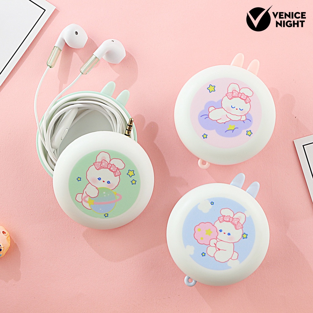 (VNEP) (Berkabel) Earbud High Fidelity Subwoofer Girls Cute 3.5mm Earphone Olahraga Musik dengan Mikrofon untuk Berlari