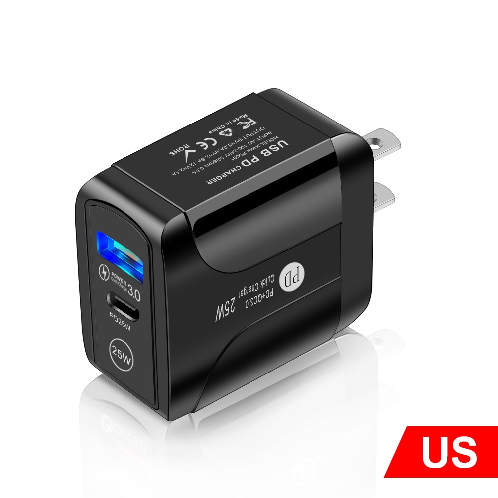 Adapter Power Charger Dual Port USB Tipe-C QC3.0 + PD 20W Portable Untuk Iphone / Android