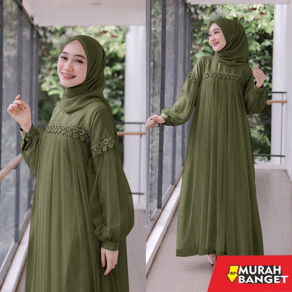 model gamis kombinasi polos terbaru 2022 MAXI DRESS PANJANG NURAINI | GAMIS MUSLIM MURAH PEREMPUAN B