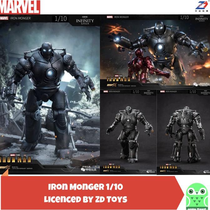 Marvel ZD Toys Iron monger 1/10 LED Ironman Original iron man MISB