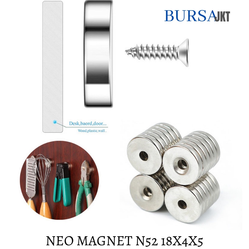 MAGNET NEODYMIUM N52 SUPER KUAT COIN CINCIN LUBANG 18X4 RING 5 MM