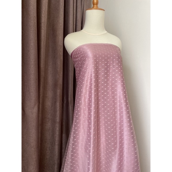 Kain Tile Tulle Dot Dotty Polkadot Snow Tile Simple Bintik Warna Merah Muda Pink Rosegold