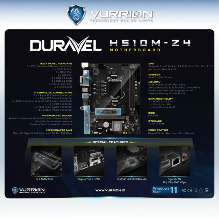 VURRION DURAVEL H510M-Z4 / Motherboard H510M - Z4 / Mainboard H510M
