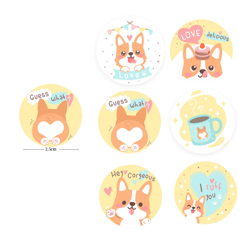 

50pcs Cute Corgi Dog Yellow Seal Sticker Stiker Lucu Online Shop Packaging Label Packing Segel
