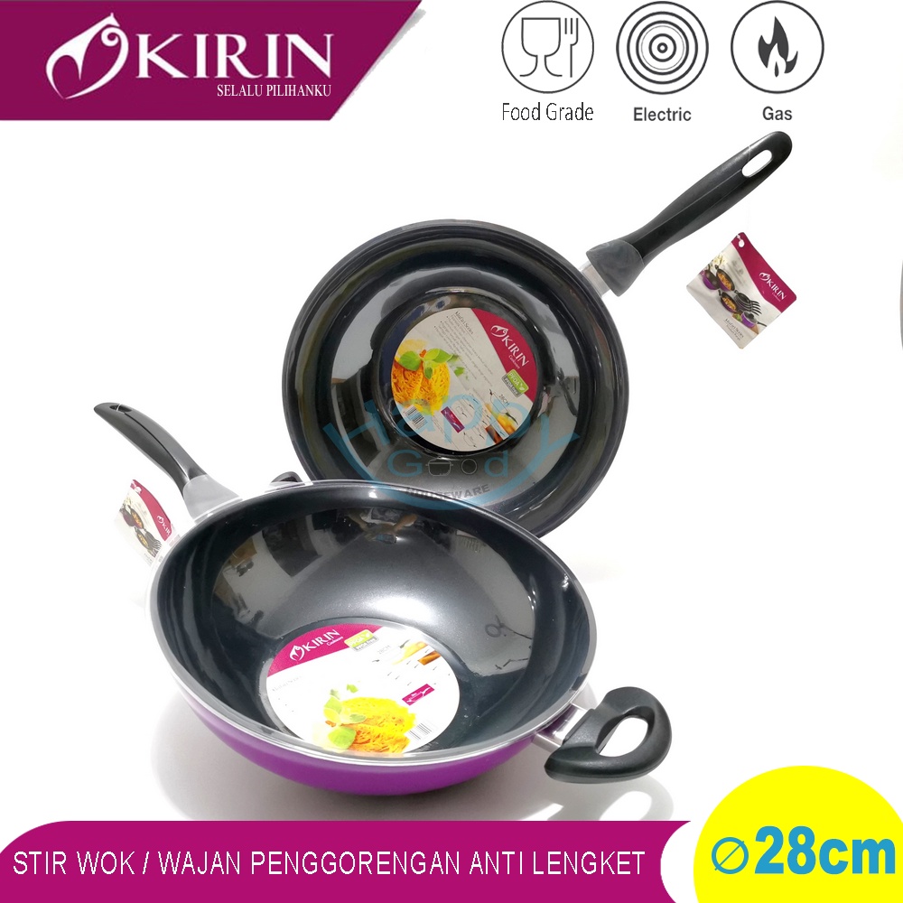 KIRIN 28CM WOK PAN / STIR WOK / WAJAN PENGGORENGAN TEFLON ANTI LENGKET