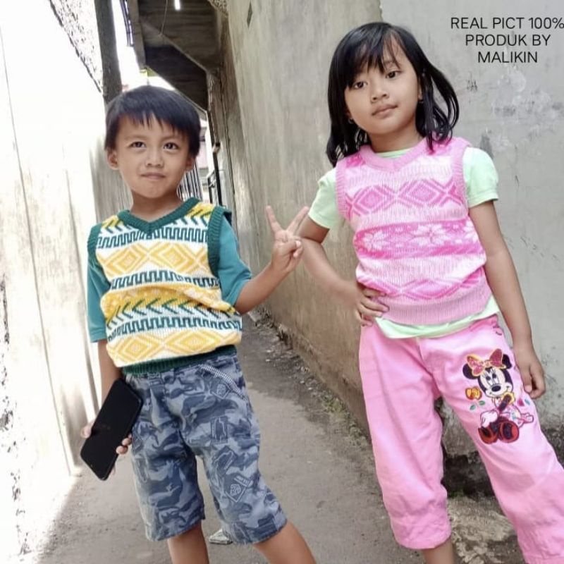 Malikin Vest Rajut Anak Perempuan Dan Laki Laki Umur 3-5 Model Korea Style Premium Terbaru Kekinian / ROMPI ANAK RAJUT UNISEX ROMPI TERLARIS / ROMPI ANAK MURAH / ROMPI ANAK VIRAL