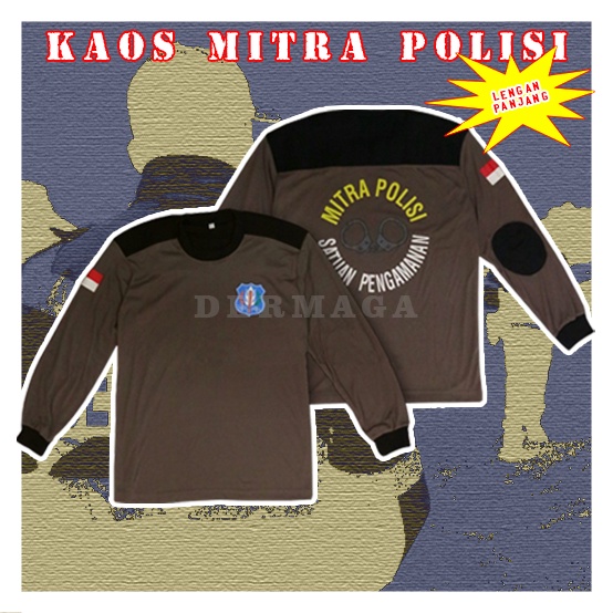 Kaos Baju Mitra Polisi Seragam Security Satpam Keamanan Lengan Panjang Kaos Security Cokelat Murah B