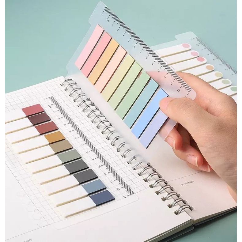 

200 Lembar Sticky Note Binder Penggaris Estetik Alat Tulis Sekolah Kantor Tempel Murah Bagus