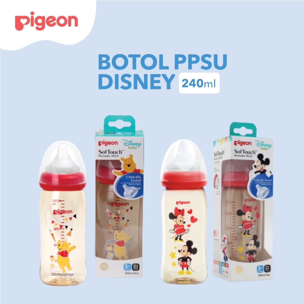 BOSU158 BOTOL PIGEON DISNEY MICKEY / Pooh PPSU 240ML ISI 1 PCS