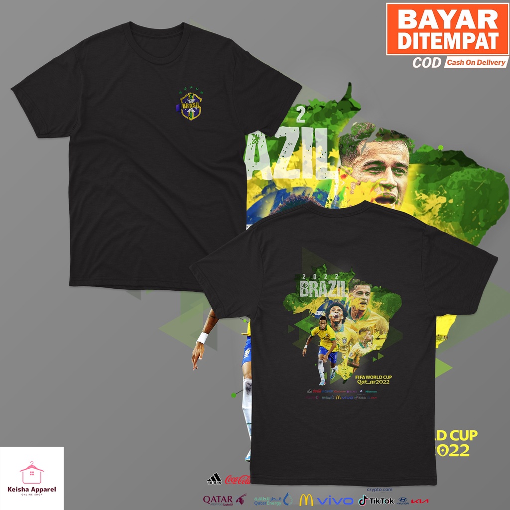 KAOS BAJU WORLD CUP QATAR 2022 BRAZIL KAOS PIALA DUNIA 2022 COWOK CEWEK