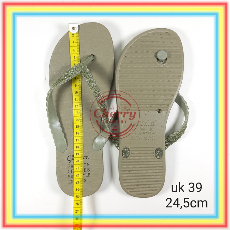 L1870-28 Sandal Jepit Karet Wanita Glitter Glanzton Sendal Cewek Jelly Gliter Anti Slip Import
