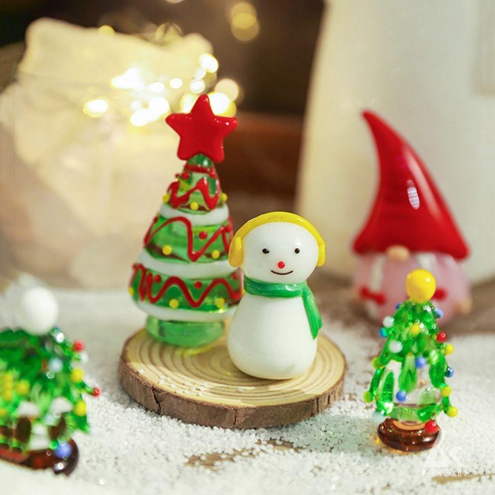 Perhiasan Kaca Agustina Lucu Glass Serbaguna Layout Adegan Karakter Dongeng Santa Claus Snowman Hari Natal Dekorasi Mobil Rumah