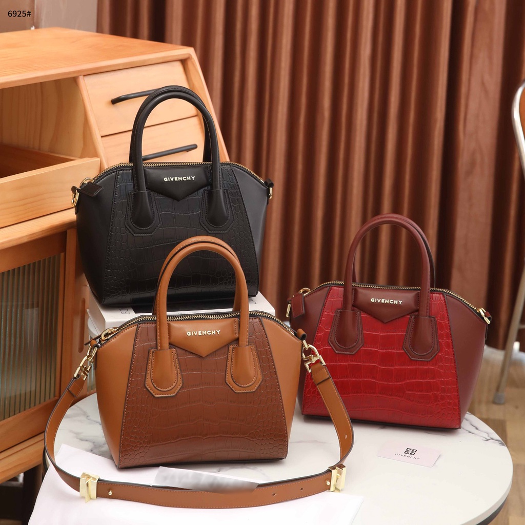 Kr Tas Wanita #6925 Antigona Medium Tote Bag Croco Handbag Semi Platinum