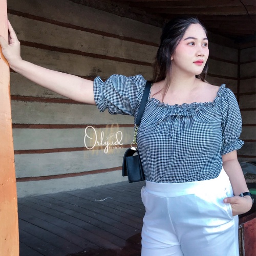 S-XXXXL TALIA Baju sabrina Baju Atasan Sabrina Wanita Jumbo Crop Top Korean Style Blouse Lengan Panj