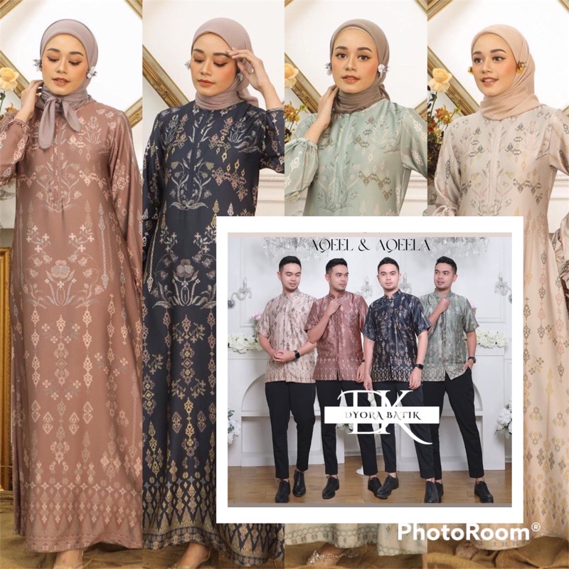 Gamis Maxmara Couple Teratai Silk M/L/XL/XXL Gamis Raya Couple Keluarga Couple Kondangan