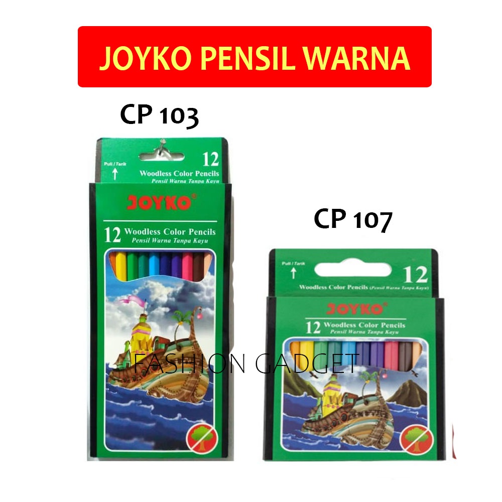 

Pensil Warna Joyko 1 Pack 12 pcs PENDEK CP 107 / PANJANG CP 103 Colour Pencils Pinsil Warna Color Pencil Pensil Joyko Alat Menggambar Mewarnai Melukis Peralatan Sekolah - Gambar Kemasan Acak - HIJAU