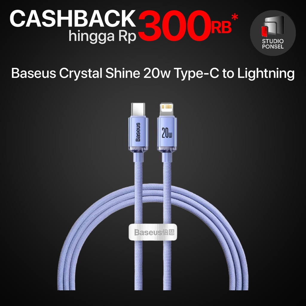 Baseus Kabel Charger Crystal Shine USB Type C to Lightning 1.2m 2m 20W