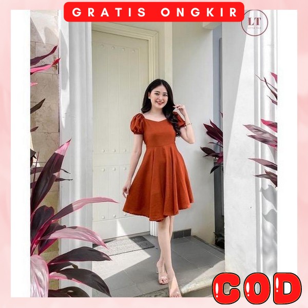 Deres Polos Tanpa Lengan Drees Sexy Midi Pakaian Dres Cwe Anggun Pakean Drees Party Dres Selutut Lgn