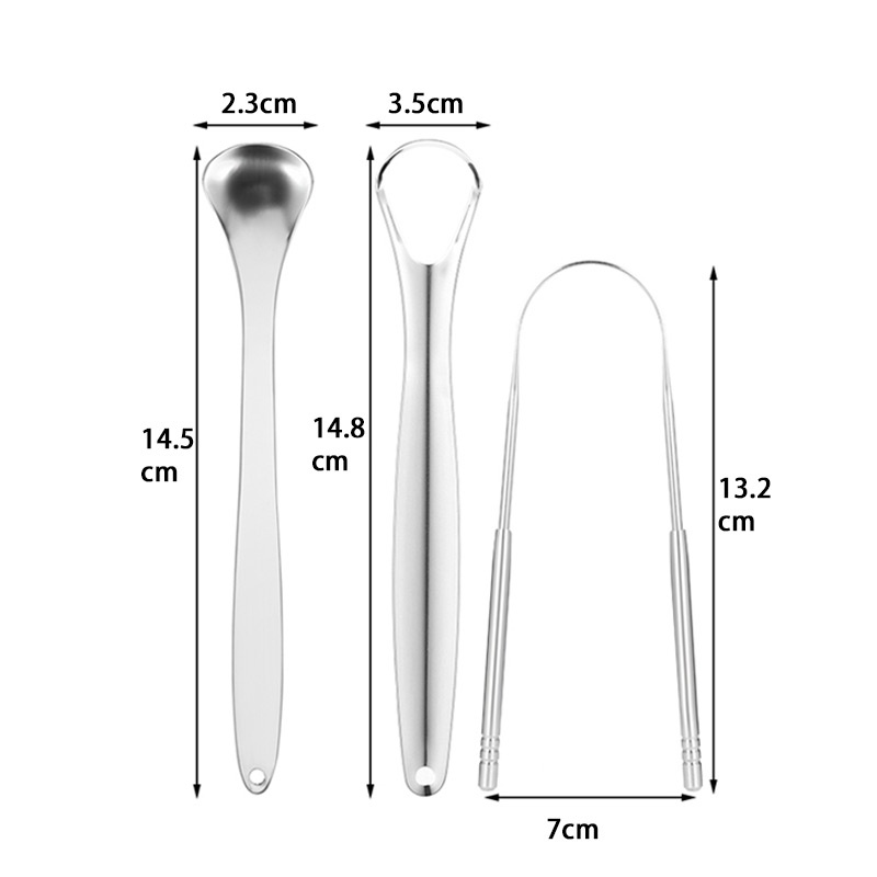 3pcs/set Alat Pembersih Lidah Stainless Steel/ Tongue Cleaner Scraper Bau Mulut