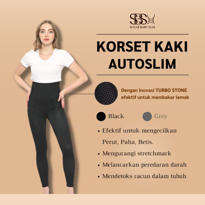 Korset Kaki Autoslim Hitam (EXTRA BONUS 2 produk) Legging Pelangsing Contouring Pants Korset Paha Perut Betis bellycare byc_shop Wonderful Waist