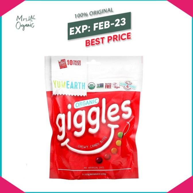 

TERLARIS YumEarth Organic Giggles Chewy Candy Bites 10 Snack Packs, 5 oz (142g) /PERMEN LUNAK/PERMEN VIRAL/PERMEN MILO/PERMEN YUPI/PERMEN JADUL/PERMEN KARET