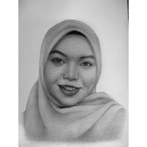 

Sketsa gambar wajah hitamputih ukuran kertasA4 21 x 30 cm