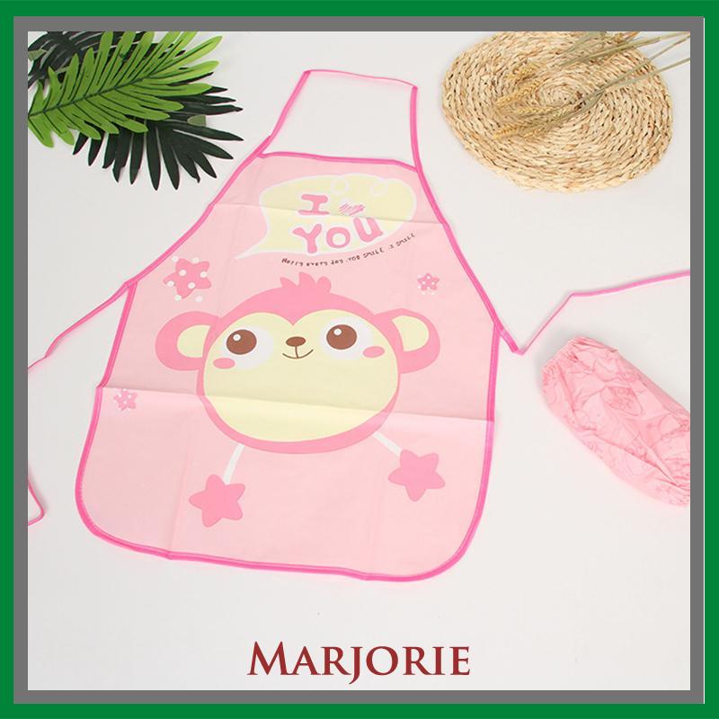 Celemek Apron Anak untuk Melukis Berkebun Karakter Kartun Dengan manset/Tanpa manset-MJD