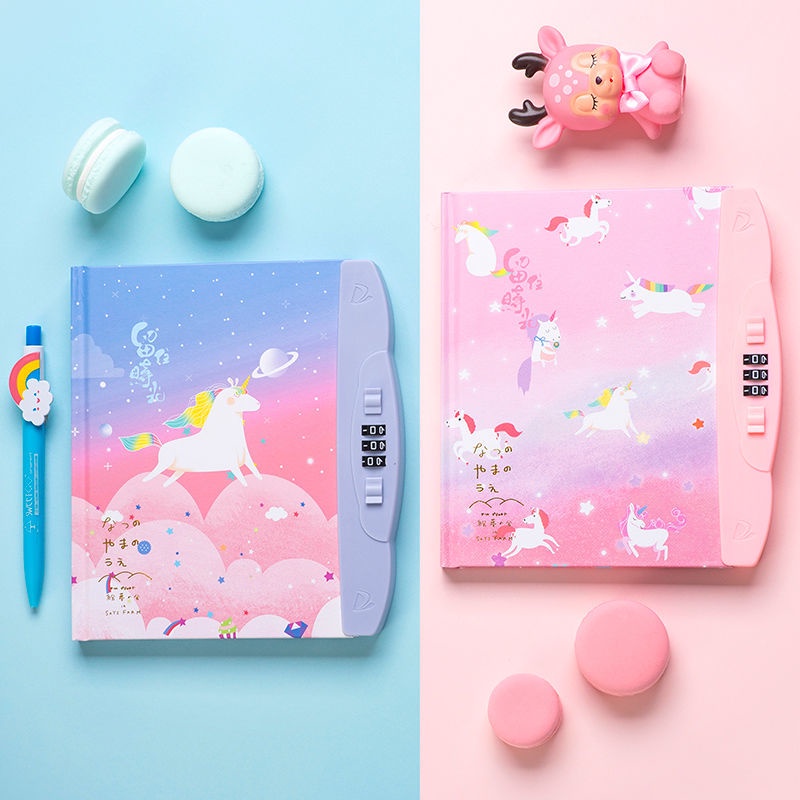 ℗☽Sera dengan kunci diary digital kunci sandi siswa sekolah dasar dan menengah multi-fungsi kunci kartun notebook super lucu warna Korea