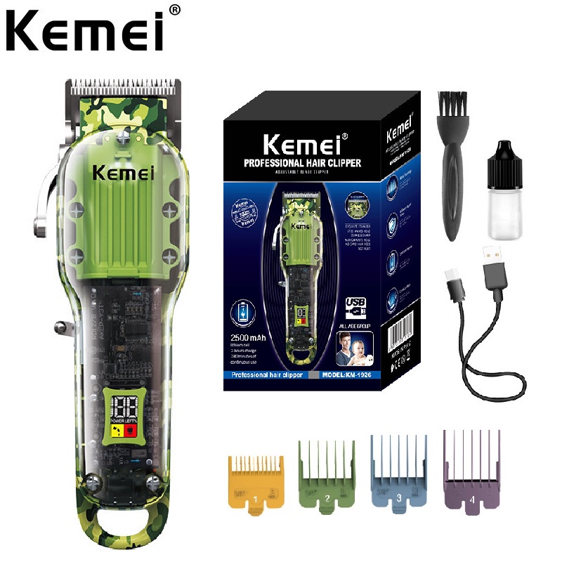 Kemei Alat Cukur Rambut KM-1926 hair clipper transparan cordless