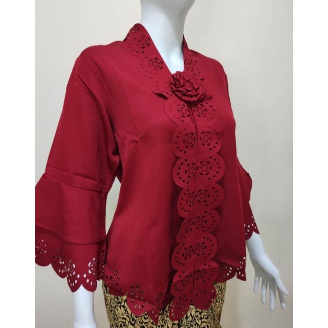 Atasan kebaya merah Aldora / Kebaya modern / Kebaya merah maron - XL